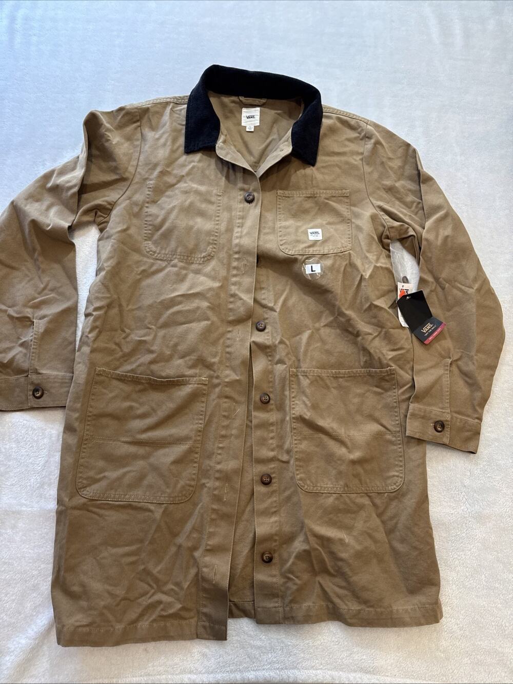 VANS Drill Long Chore Brown Jacket Cotton Contemporary Womens Size L VN0A4SB6DZ9